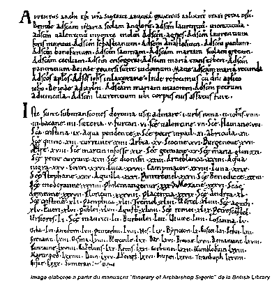 image: Sigeric manuscript